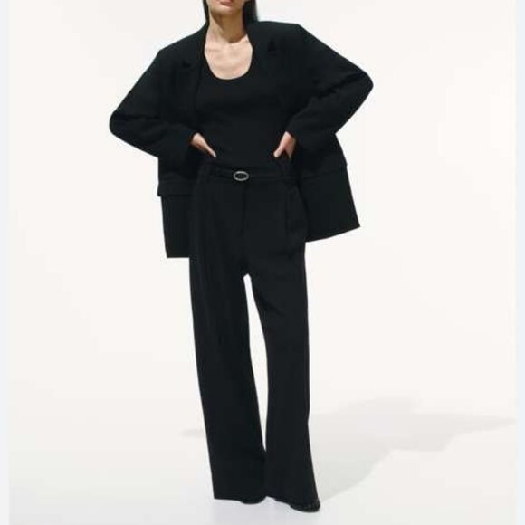 H&M Black Wide-Leg Dress Pants — Size 16 • Chic & Minimal - Picture 1 of 4